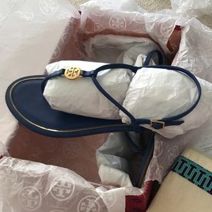 Tory Burch Emmy Flat Sandal Calf Leather blue